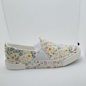 Gypsy Jazz Floral Slip-On Shoes - Yellow and Blue